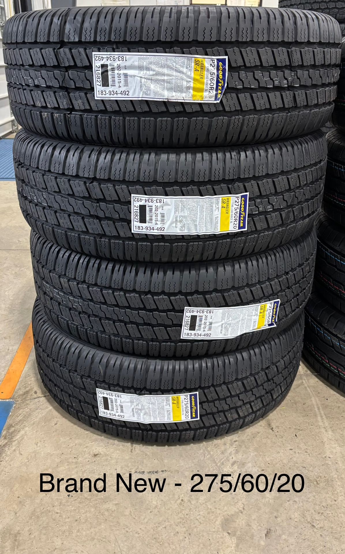 (4) - 275/60/20 Goodyear Wrangler SR-A Tires