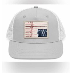 San Diego Hat Company | Light Gray and White Flag Patch Trucker Hat