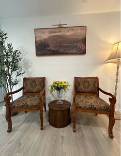 Antique Fairfield Empire Armchairs - Solid Cherry Wood - Set of 2