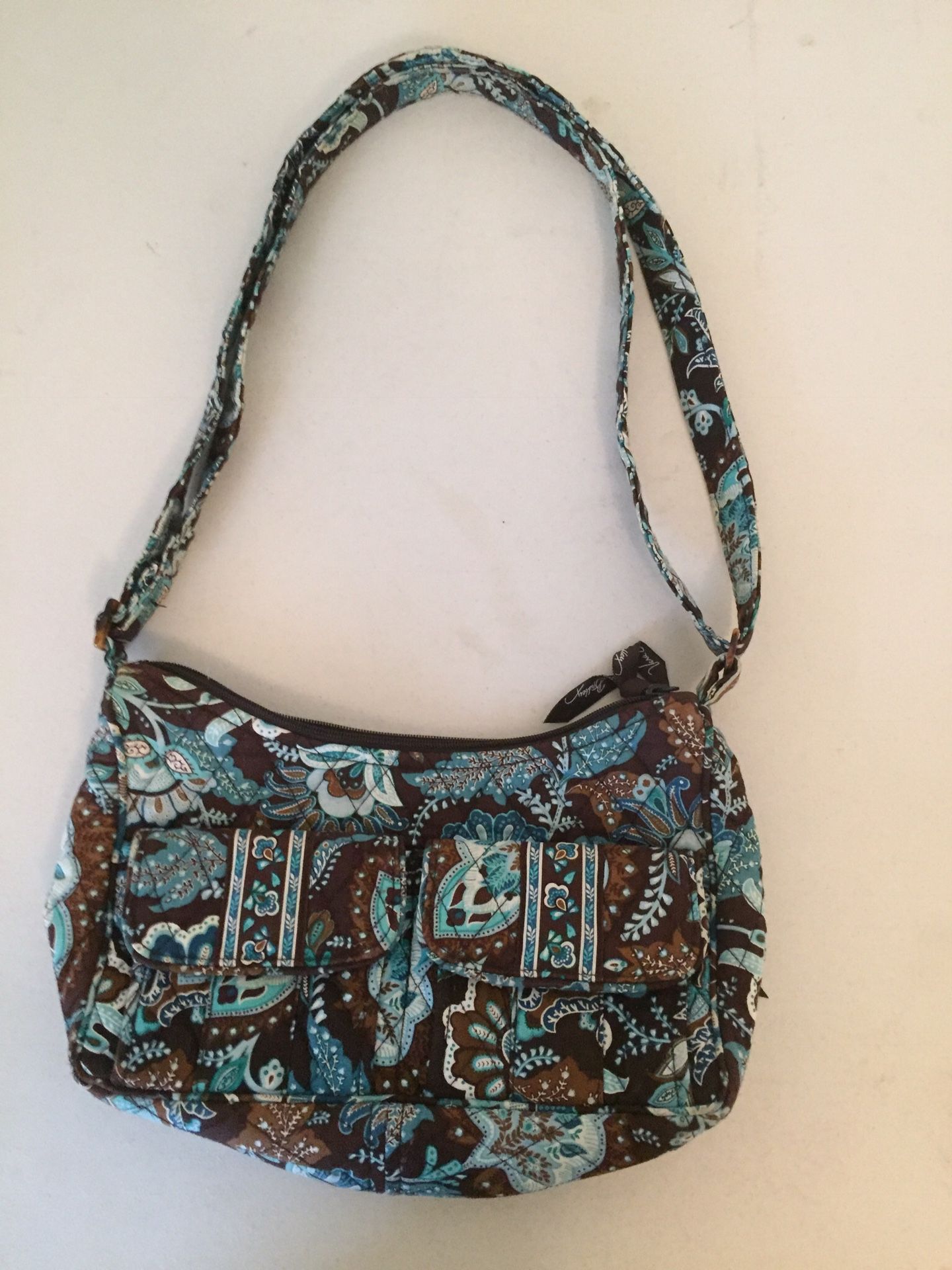 Retired Vera Bradley Java Blue & Brown Paisley Small Tote