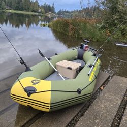 Canyon Pro inflatable Boat  With Trolling Motor And Lithium Battery  OBO