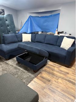 Sectional Couch with Ottoman and Storage