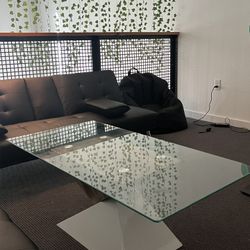 (2) Glass Tables with wood/white finish