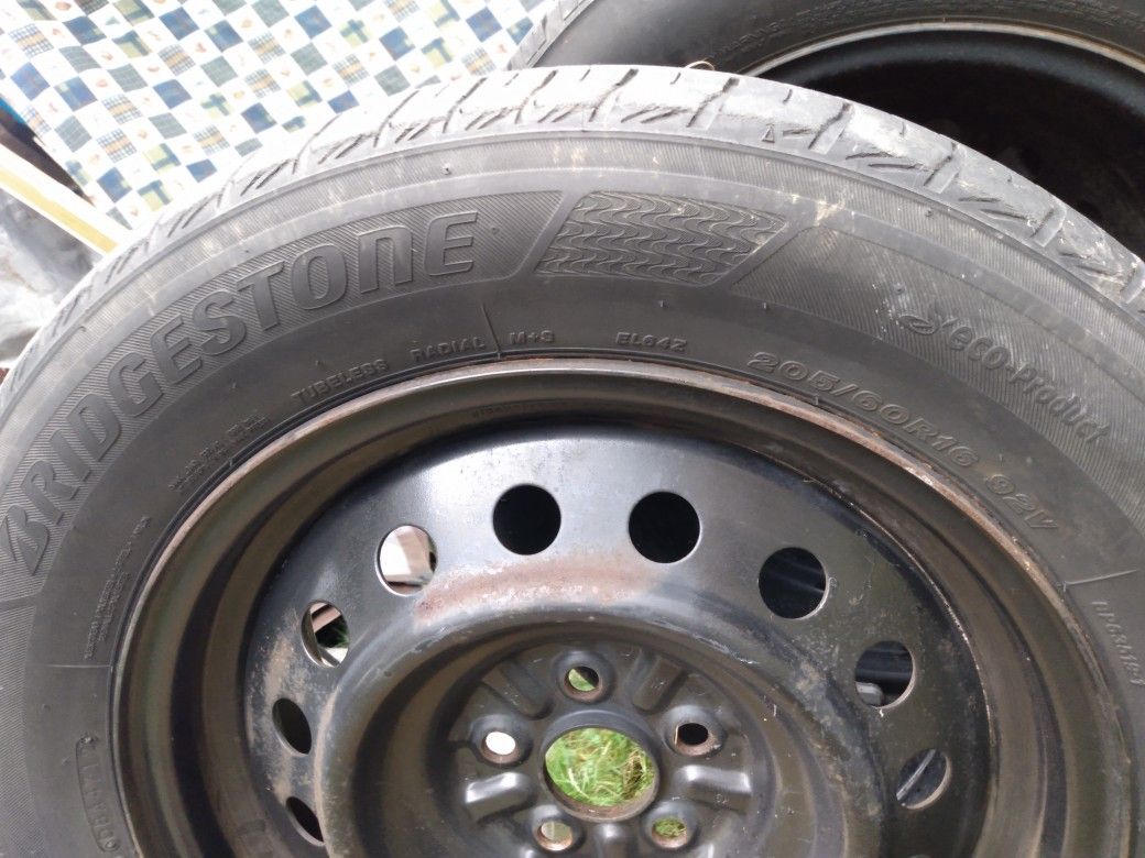 Bridgestone 205/60R16 Tires on 5 lug rims