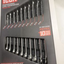 Profesional Long Combination Wrench Set 10 Piece Metric Icon