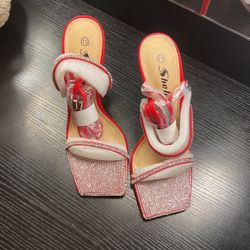 Red And Silver Heels , Size 7.5 