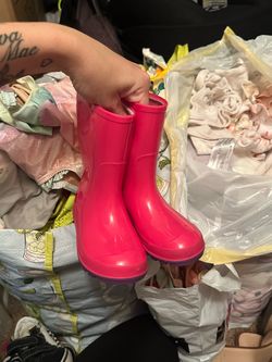 Kids Pink Rubber Rain Boots
