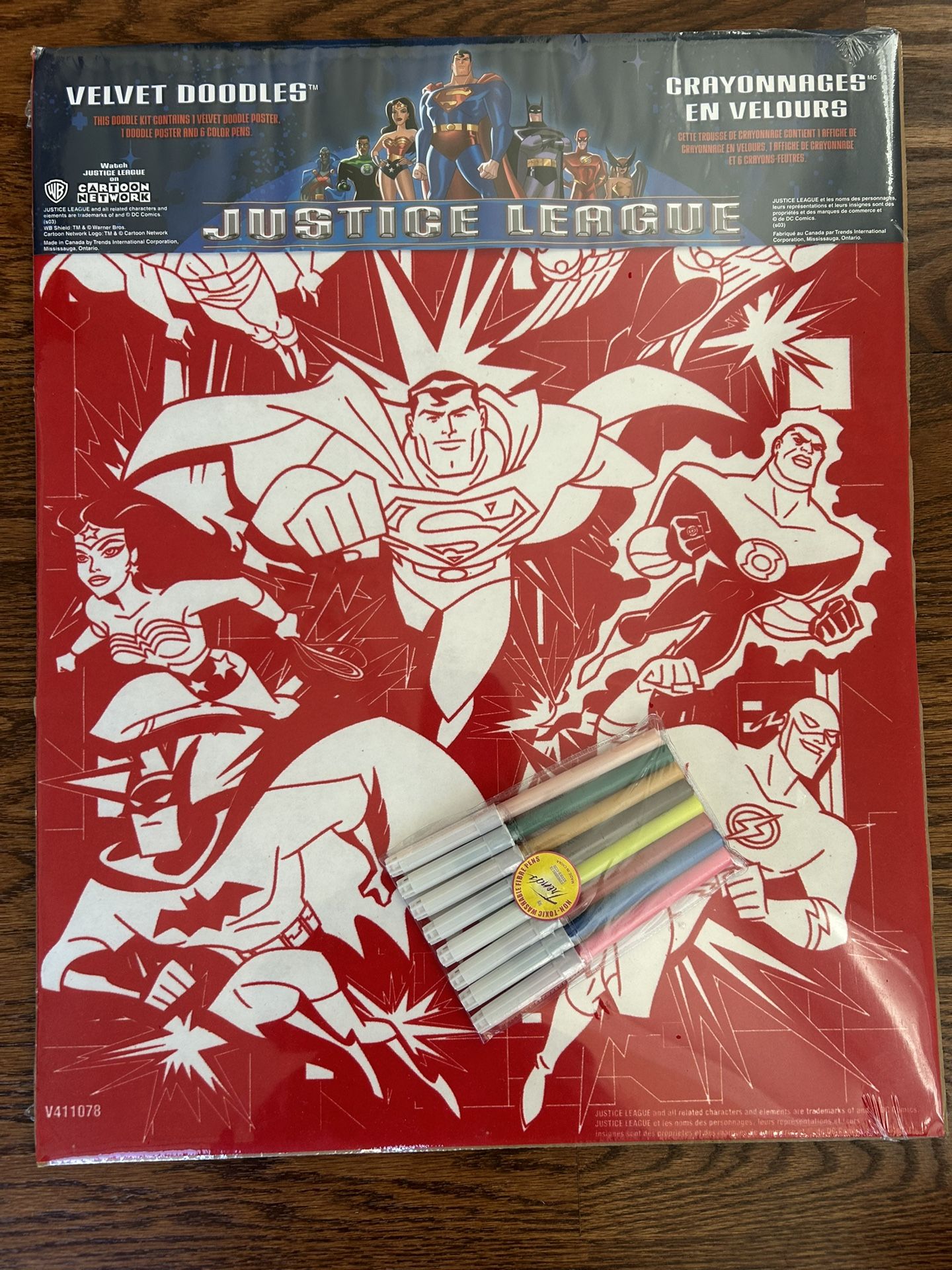 Velvet Doodle 16 X 20 Justice League Two Posters 6 Color Pens, Vtg 
