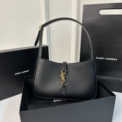 Saint Laurent YSL Black Leather Hobo Bag