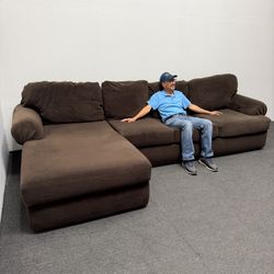 Chocolate Brown L Sectional Couch - Plush Microfiber Fabric - Comfy AF - Can Deliver