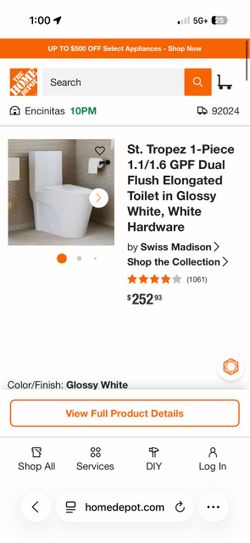 Swiss Madison St. Tropez One-Piece Dual Flush Toilet – Barely Used