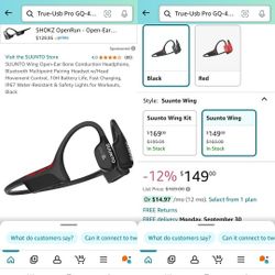 SUNTO WATERPROOF 10 HOUR BATTERY BLUETOOTH HEADPHONES