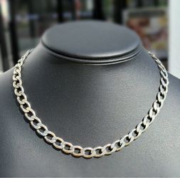 Jewelry .925 sterling silver Curb link chain necklace 17.50” 7.90mm