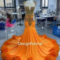 Orange prom dress  Size:M