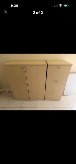 Office desk and filing cabinet