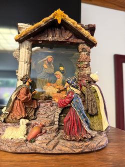 Musical Lighted Nativity Snow Globe – Christmas Holy Family & Wise Men – 10” Tall