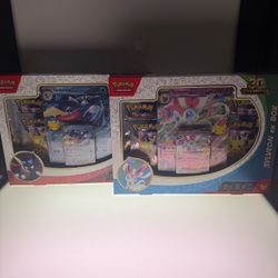 Pokemon 30th Greninja and Sylveon EX boxes