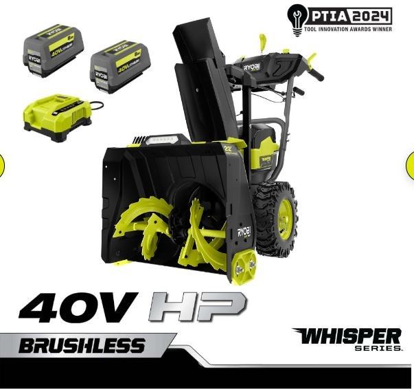 22" Ryobi 40volt Whisper Series Self-Propelled Snow Blower