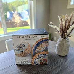 ​NEW Laurie Gates Velletri 12-Piece Hand-Painted Stoneware Set
​