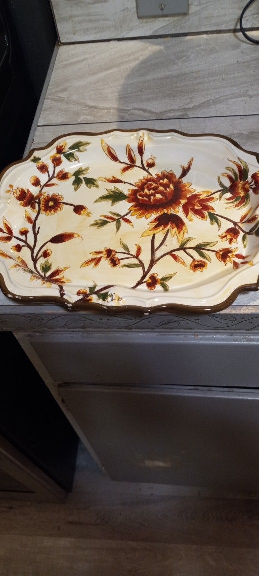 Serving Tray Yellow Flowers 5×8