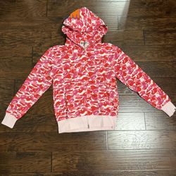 Bape Pink Shark Zip Up Hoodie