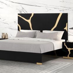 Beautiful Black And Gold Bed Frame Firm Price  Queen $650 Eking $699  All Other Matching Pieces Sold Separately!!!