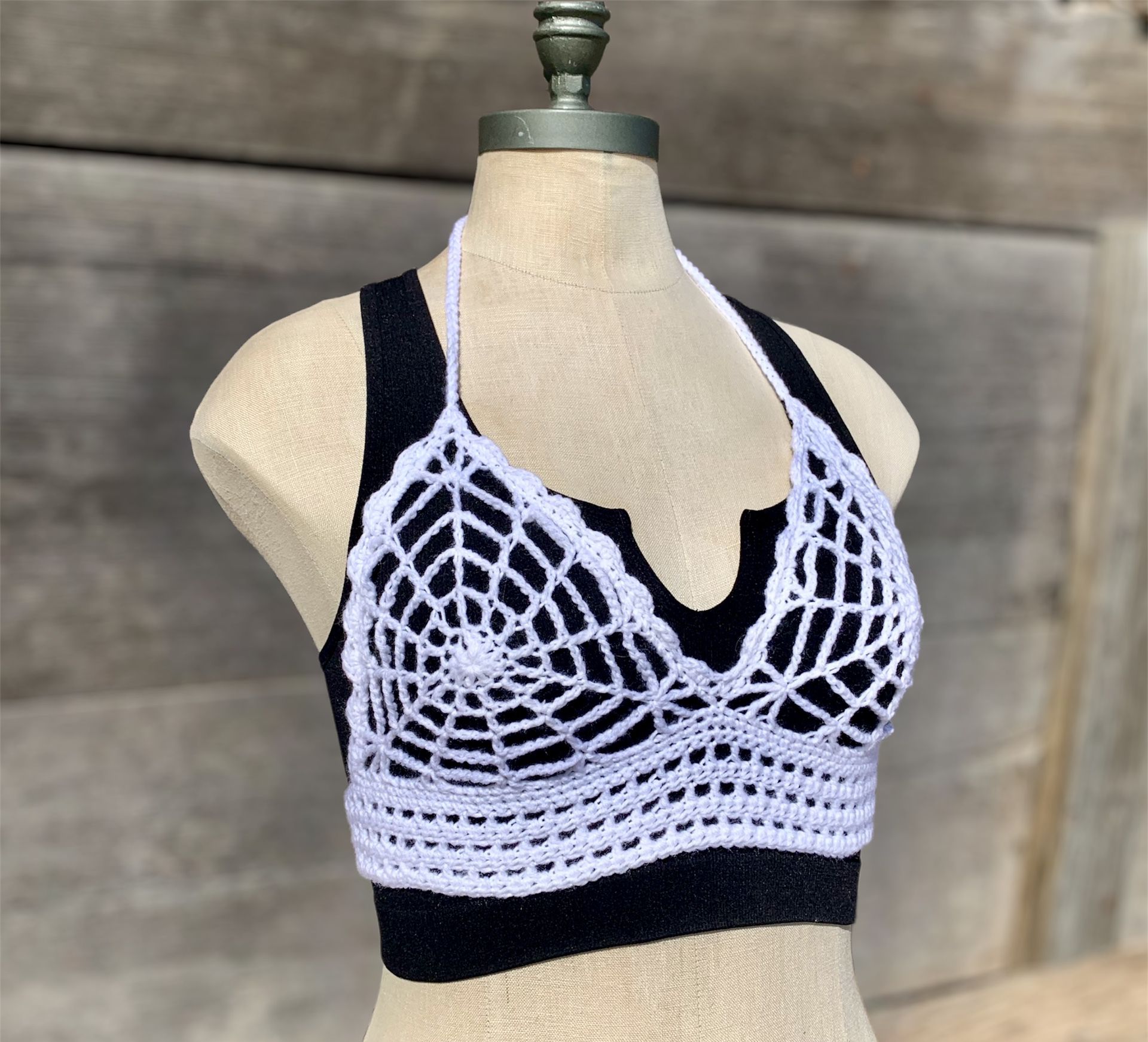 New Handmade Crochet Halloween Spiderweb Crop Top / Bralette /Summer/  Gift 