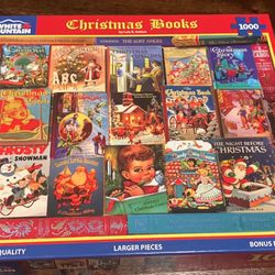 White Mountain Puzzle - Antique Christmas Books - 1,000 Piece - Larger Pieces 