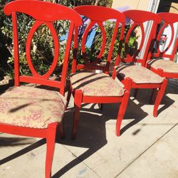 4 Beautiful Red Dinning Room Chairs