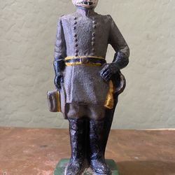 Vintage Antique Cast Iron Doorstop / Bookend Confederate Soldier General Lee