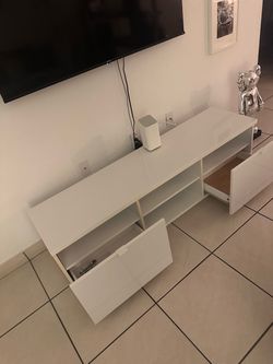 White TV Stand with Drawers and Shelves