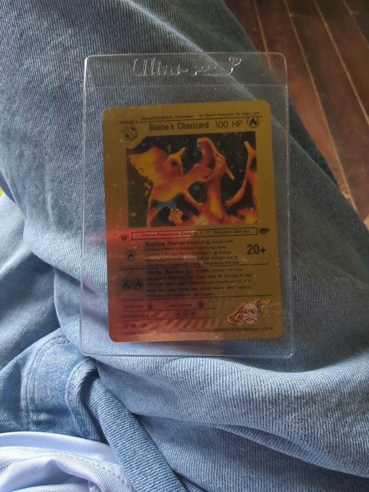 Blaine's Charizard Pokemon Card Gold