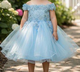 Sky Blue Off-Shoulder Flower Girl