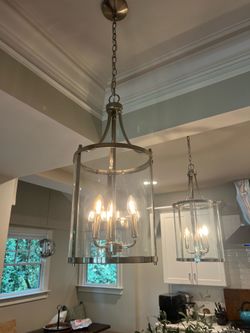 Set of 2 Glass Lantern Pendant Lights