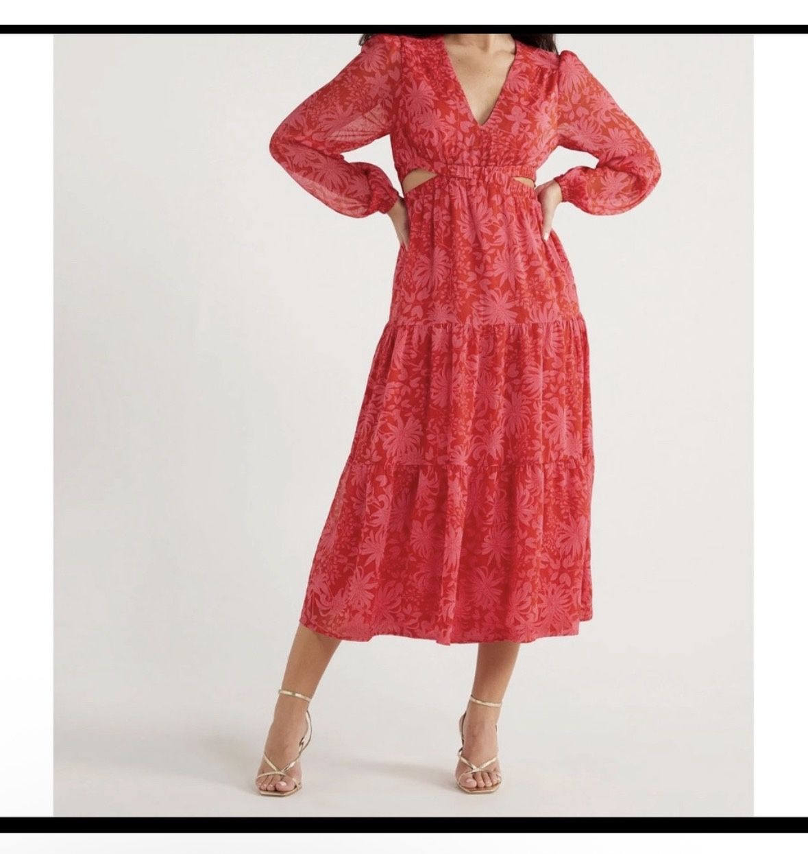 Sofia by Sofia Vergara Floral Long Sleeve Cut Out Maxi Dress