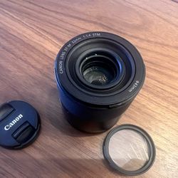 Canon EF-M 32mm f/1.4 STM Lens w/ Tiffen UV Filter - MINT CONDITION