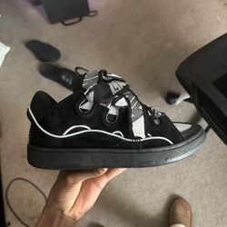 Lanvins Black Grey Curb Sneakers