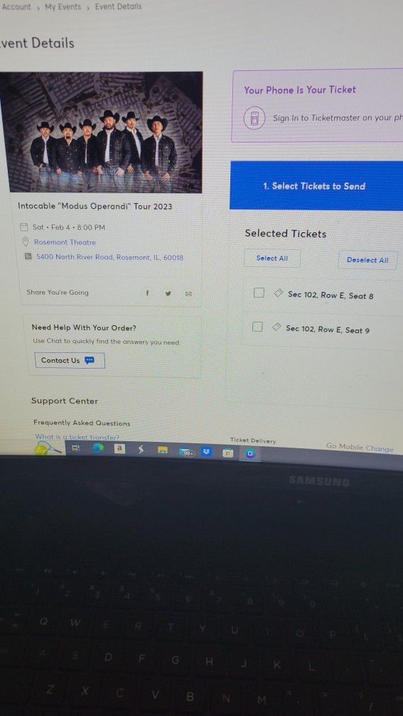 2 Tickets For Grupo Intocable Concert