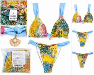 Luxury Paisley Bikini Set + Matching Sarong Cover-Up | Size Small | Brand New
