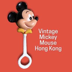 Vintage Disney Baby - Danara  - Hong Kong - Mickey Mouse Baby Rattle & Teether