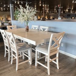 White 7PC Counter Height Dining Set