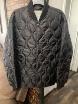 Black Quilted Bomber Jacket Size XL