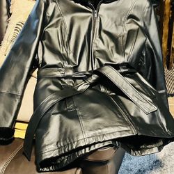 3/4 Black Plus Size Leather Jacket