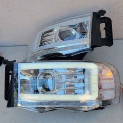 02-05 Dodge Ram LED DRL Projector Headlights Luces Calaveras Micas Faros Focos Faroles Headlamps 