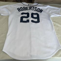 Authentic Nate Robertson Detroit Tigers Majestic Jersey White Clean Mens 48 Sewn