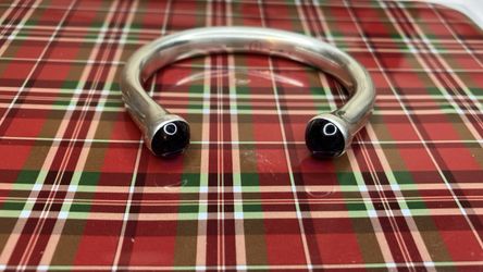 Sterling Silver 925  Grannis in Vermont with Amethyst ends Bracelet Bangle