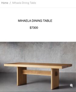 ARHAUS MIHAELA DINING TABLE AND MATCHING BENCH: Retail $8300 MINT