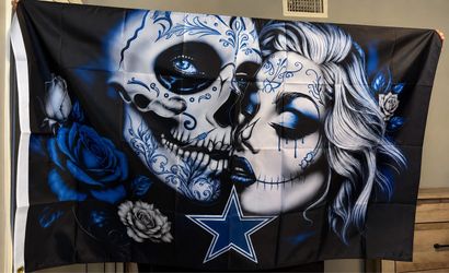Dallas Cowboys Sugar Skull Flag Banner