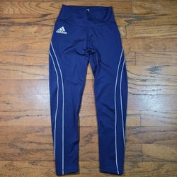 Adidas Primegreen AEROREADY Navy Blue Leggings Womens Medium Reflective Stripe High Waist