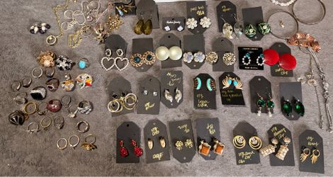 Vintage ring and earring lot 52 total